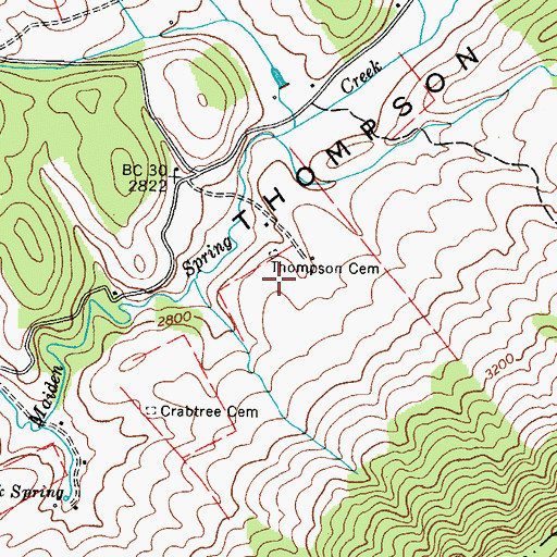 Topographic Map of Thompson Cemetery, VA