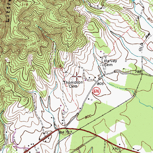 Topographic Map of Thompson Cemetery, VA