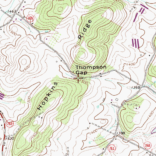 Topographic Map of Thompson Gap, VA