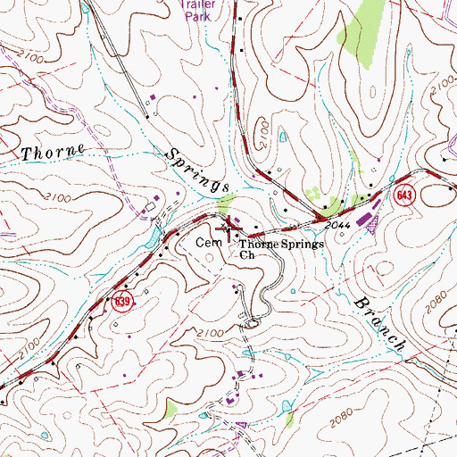 Topographic Map of Thorne Spring Church, VA