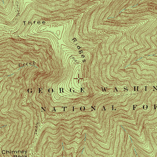 Topographic Map of Three Ridges, VA