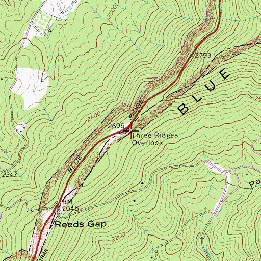 Topographic Map of Three Ridges Overlook, VA
