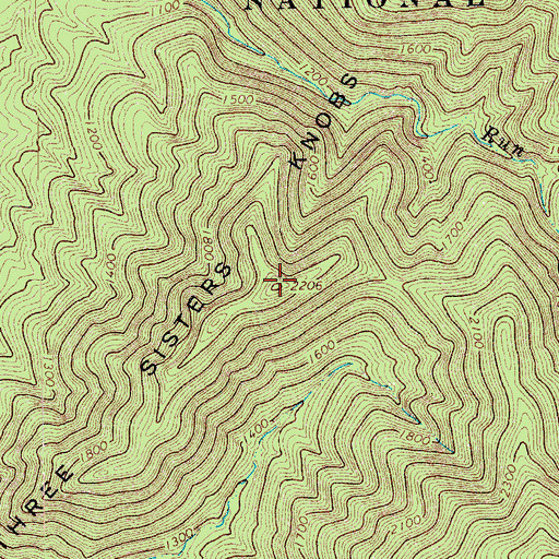Topographic Map of Three Sisters Knobs, VA