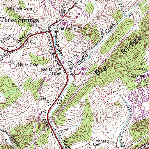 Topographic Map of Three Springs Creek, VA