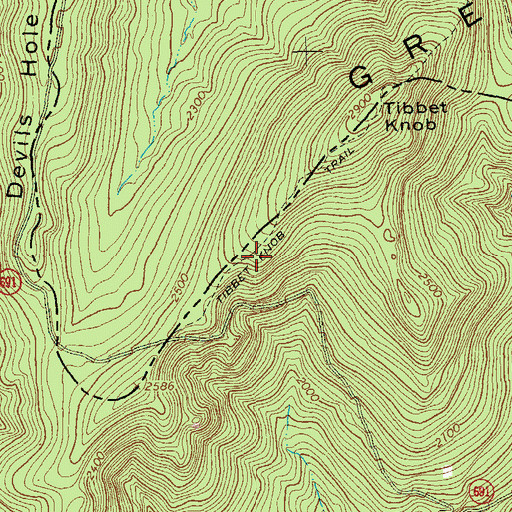 Topographic Map of Tibbet Knob Trail, VA