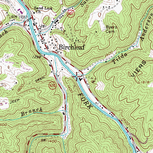 Topographic Map of Tilda Anderson Branch, VA