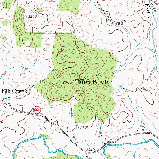 Topographic Map of Tims Knob, VA