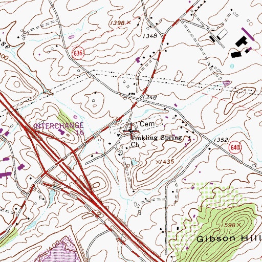 Topographic Map of Tinkling Spring Church, VA