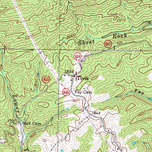 Topographic Map of Tivis, VA