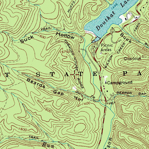 Topographic Map of Tobacco House Ridge Trail, VA