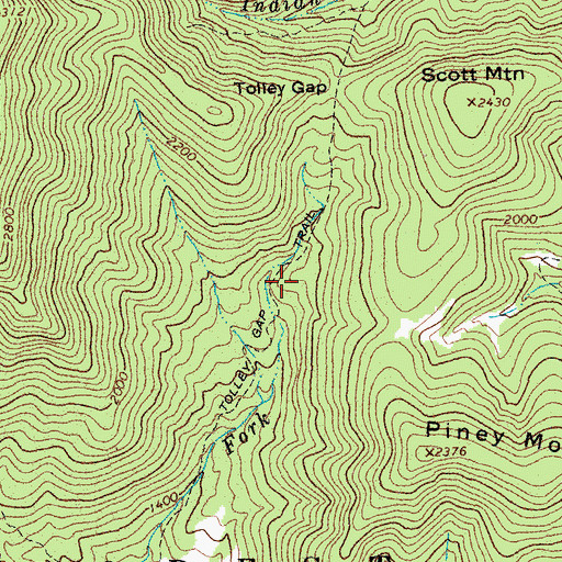 Topographic Map of Tolley Gap Trail, VA