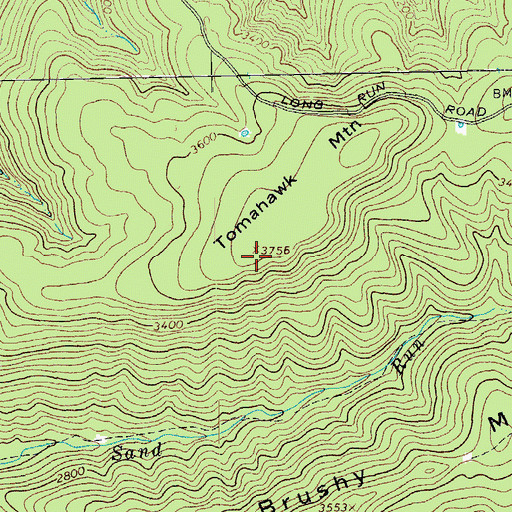 Topographic Map of Tomahawk Mountain, VA