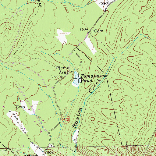 Topographic Map of Tomahawk Pond, VA