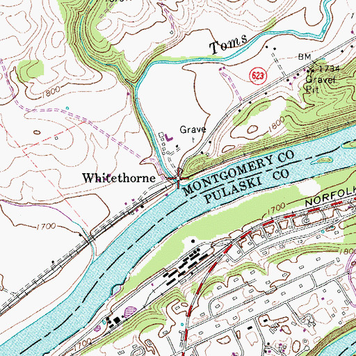Topographic Map of Toms Creek, VA