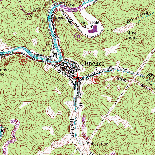 Topographic Map of Toms Fork, VA