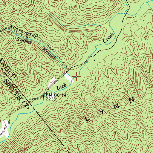 Topographic Map of Totten Branch, VA