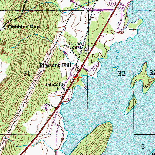 Topographic Map of McLemore Point Subdivision, AL