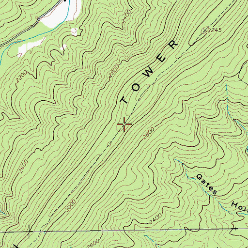 Topographic Map of Tower Hill Mountain Trail, VA