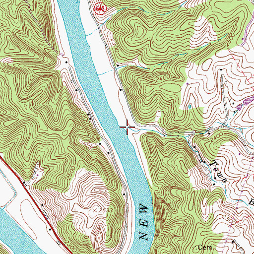 Topographic Map of Town Branch, VA