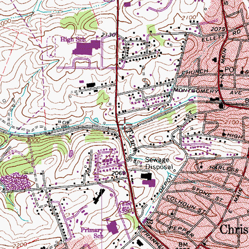 Topographic Map of Town Branch, VA