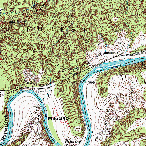 Topographic Map of Townes Tunnel, VA