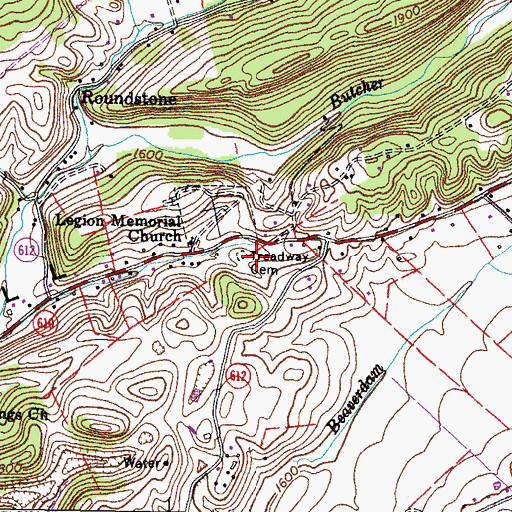 Topographic Map of Treadway Cemetery, VA