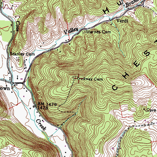 Topographic Map of Tredway Cemetery, VA