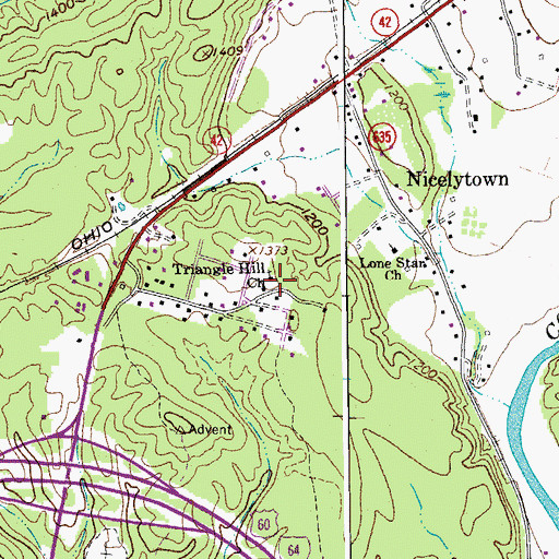 Topographic Map of Triangle Hill Church, VA