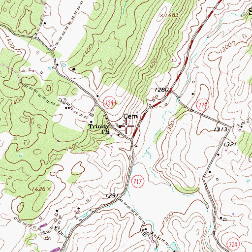 Topographic Map of Trinity Church, VA