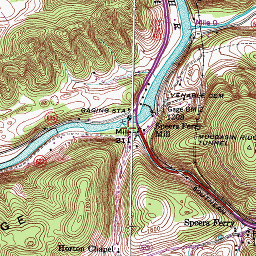 Topographic Map of Troublesome Creek, VA