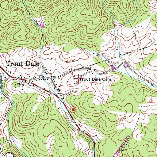 Topographic Map of Trout Dale Cemetery, VA