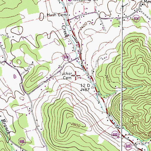 Topographic Map of Tucker Cemetery, VA