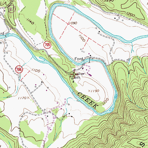 Topographic Map of Tucker Cemetery, VA