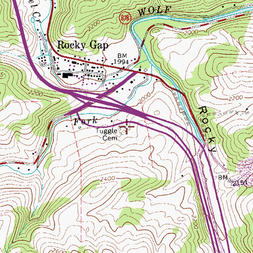 Topographic Map of Tuggle Cemetery, VA
