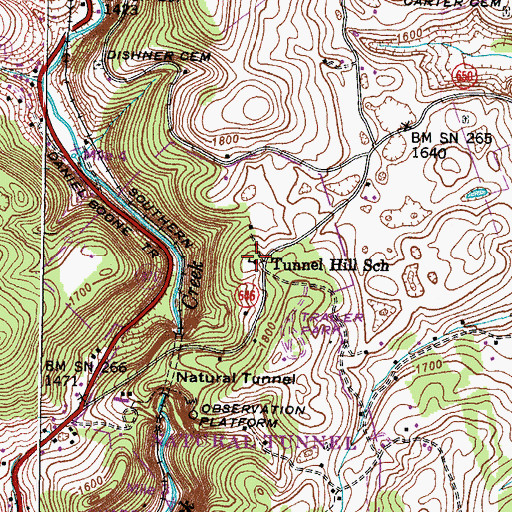 Topographic Map of Tunnel Hill School, VA