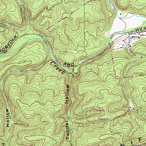 Topographic Map of Tunnel Hollow, VA