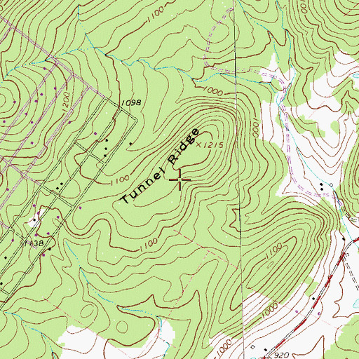 Topographic Map of Tunnel Ridge, VA