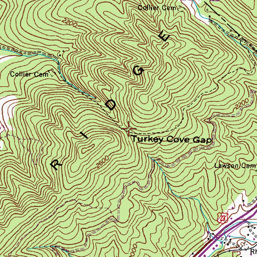 Topographic Map of Turkey Cove Gap, VA