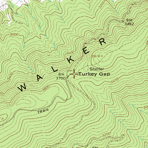 Topographic Map of Turkey Gap, VA