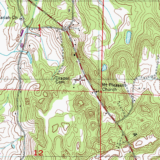 Topographic Map of Leadus Chapel, AL
