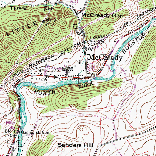 Topographic Map of Turkey Run Creek, VA
