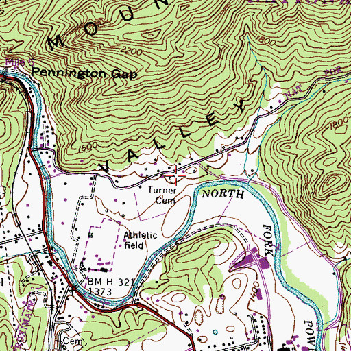 Topographic Map of Turner Cemetery, VA