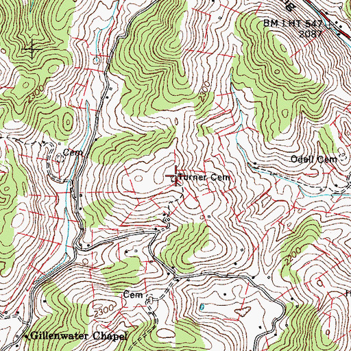 Topographic Map of Turner Cemetery, VA