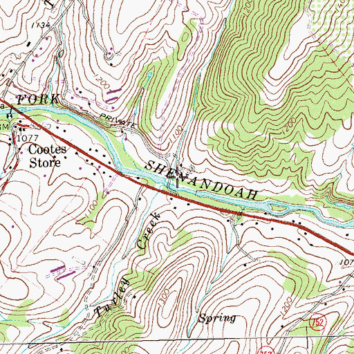 Topographic Map of Turner Run, VA