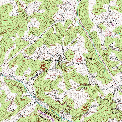 Topographic Map of Turner School, VA