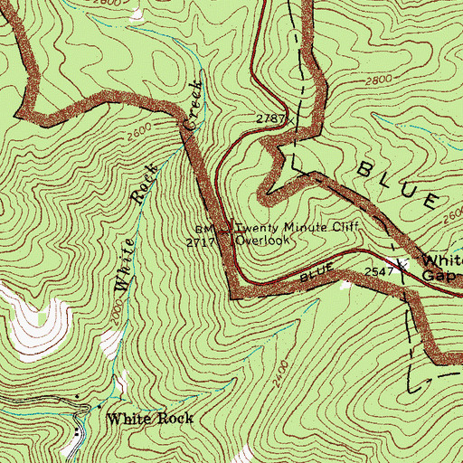 Topographic Map of Twenty Minute Cliff Overlook, VA