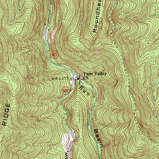 Topographic Map of Twin Valley Church, VA