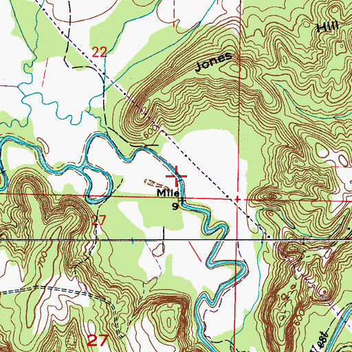 Topographic Map of Cow Ford, AL