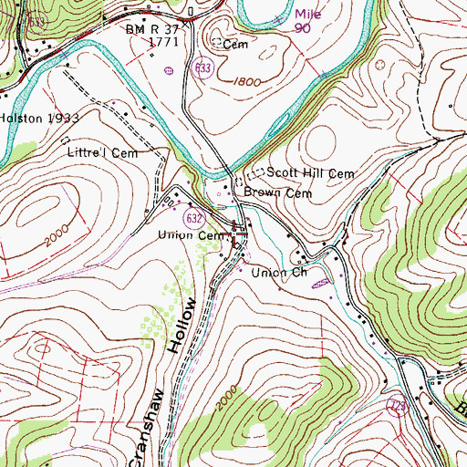 Topographic Map of Union Cemetery, VA