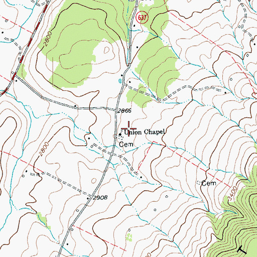 Topographic Map of Union Chapel, VA